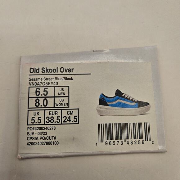 VANS X SESAME STREET WOMEN'S 8 OLD SKOOL SNEAKERS COOKIE MONSTER NWOB - Picture 6 of 6